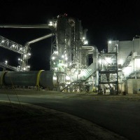 biomass fired furnace at night